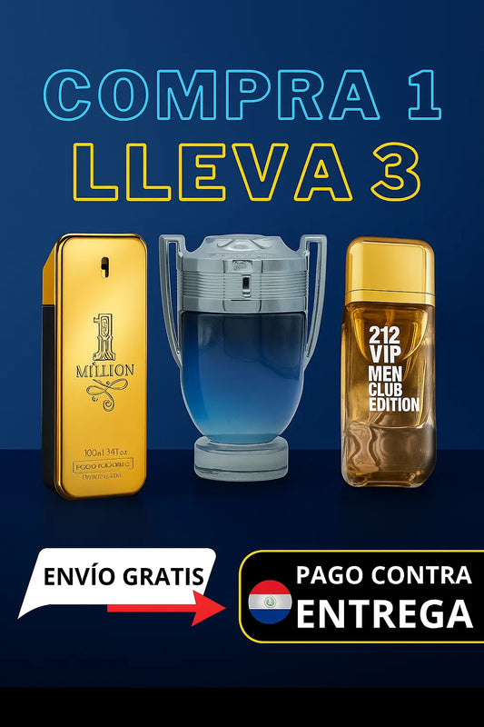 Perfume 3x1 Masculino - Invictus - 212 Vip - One Million